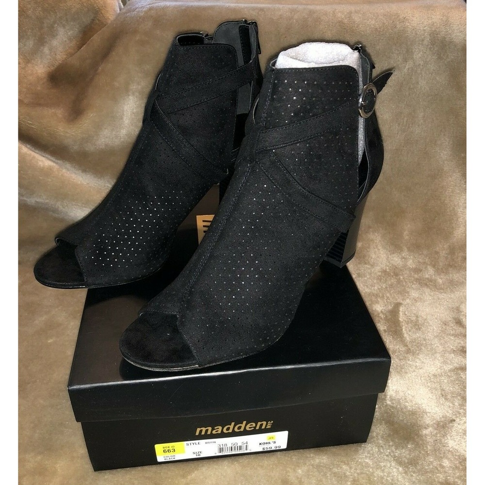 New Madden NYC Shoes Women's Size 10 Bryin Heels Open Toe Black